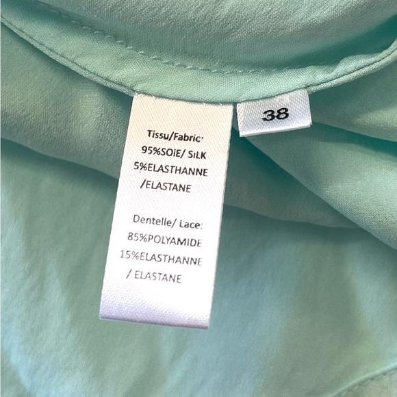 Max & Moi Paris Aqua Blue Lace Trim Silk Babydoll Camisole Tank Top Y2K Style - Picture 5 of 8